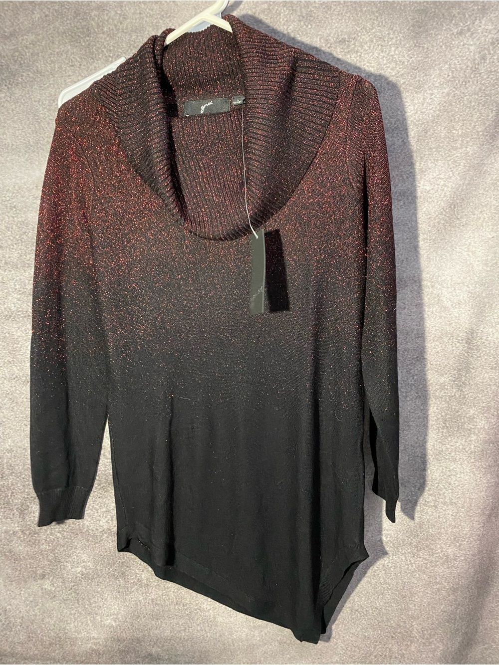 GNW Black Metallic Sparkly Cowl Neck Sweater Size S NWT